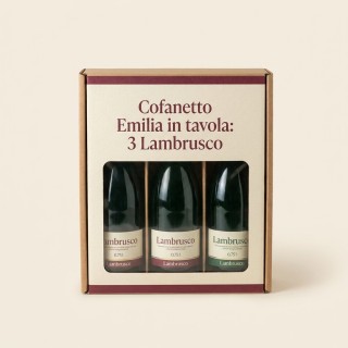 Cofanetto «Emilia in tavola»: tre Lambrusco 0,75 l, confezione regalo