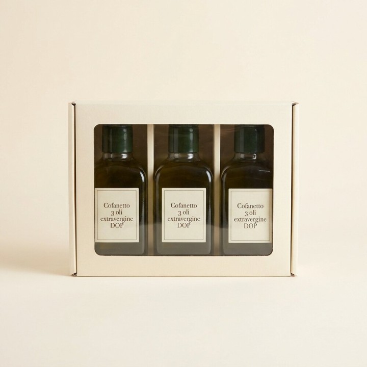 Cofanetto degustazione: tre oli extravergine DOP 0,25 l, confezione regalo